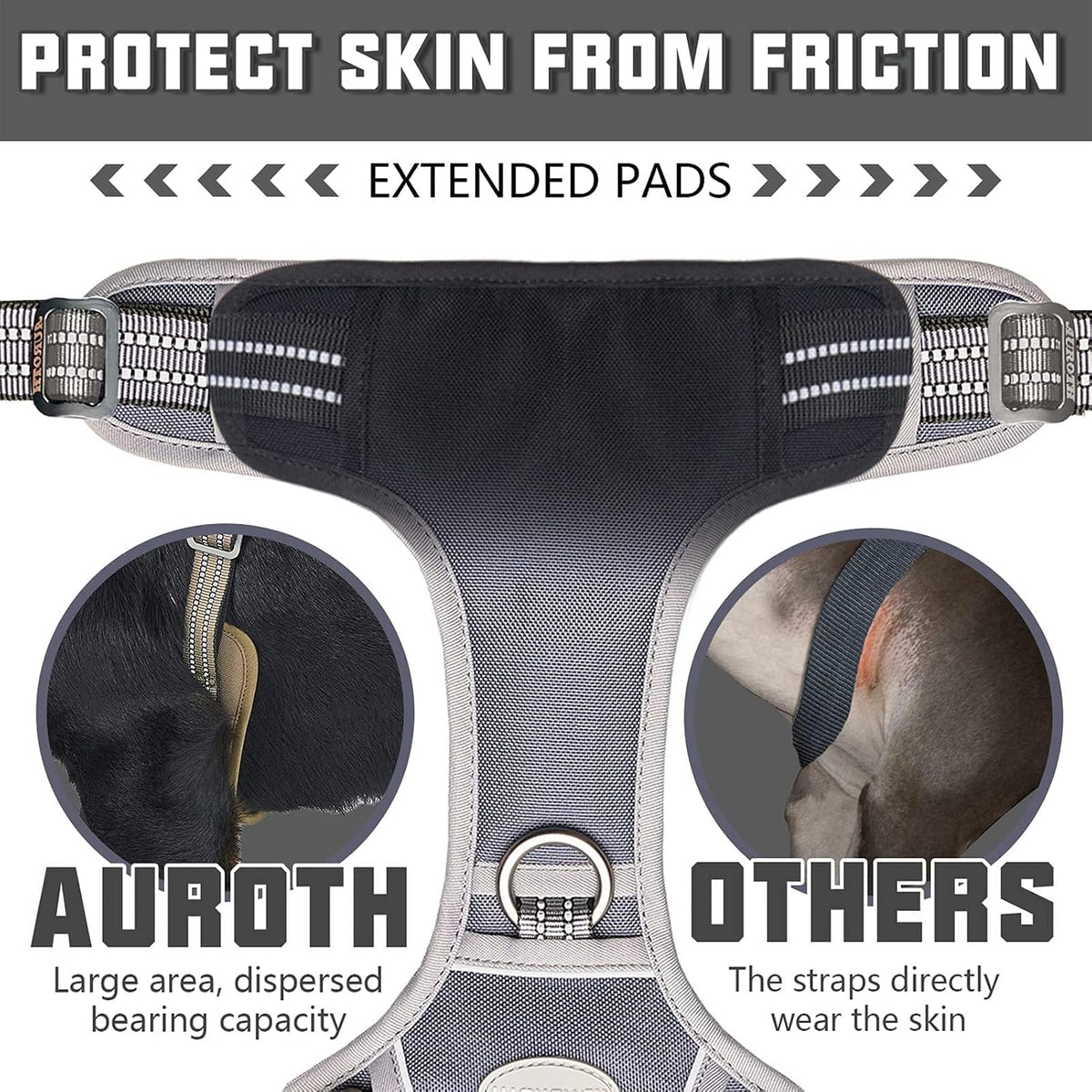 AUROTH Dog Harness for Large Dogs - Grey / XL(Neck:20-31",Chest:26-42"),75-135 lbs - image 4