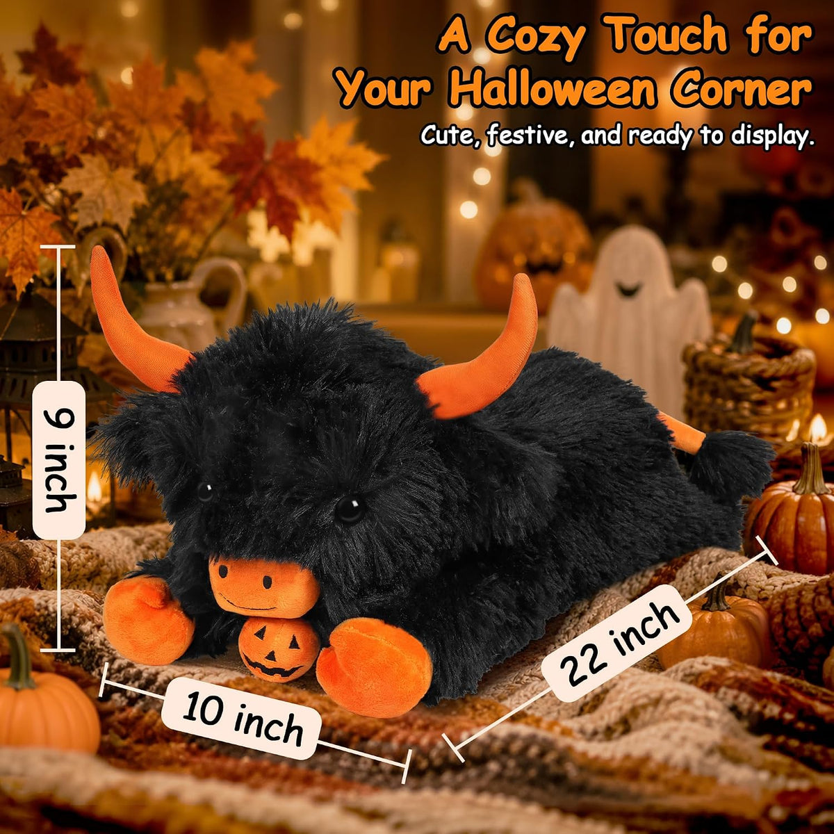 Wepop 5lbs Highland Cow Weighted Stuffed Animals 22in Giant Highland - Highland Cow-blackp - image 2