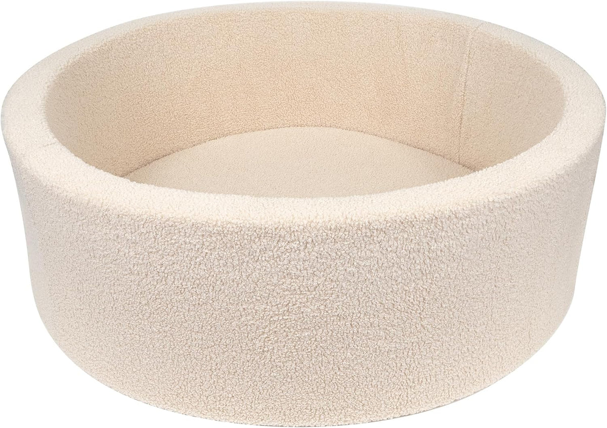 MEOGETY beige teddy fleece foam ball pit for toddlers with soft round walls - view 5