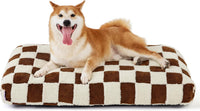 LE SURE Cute Aesthetic Dog Bed for Crate - 35.0"L x 22.0"W x 4.0"Th / Brown Checks
