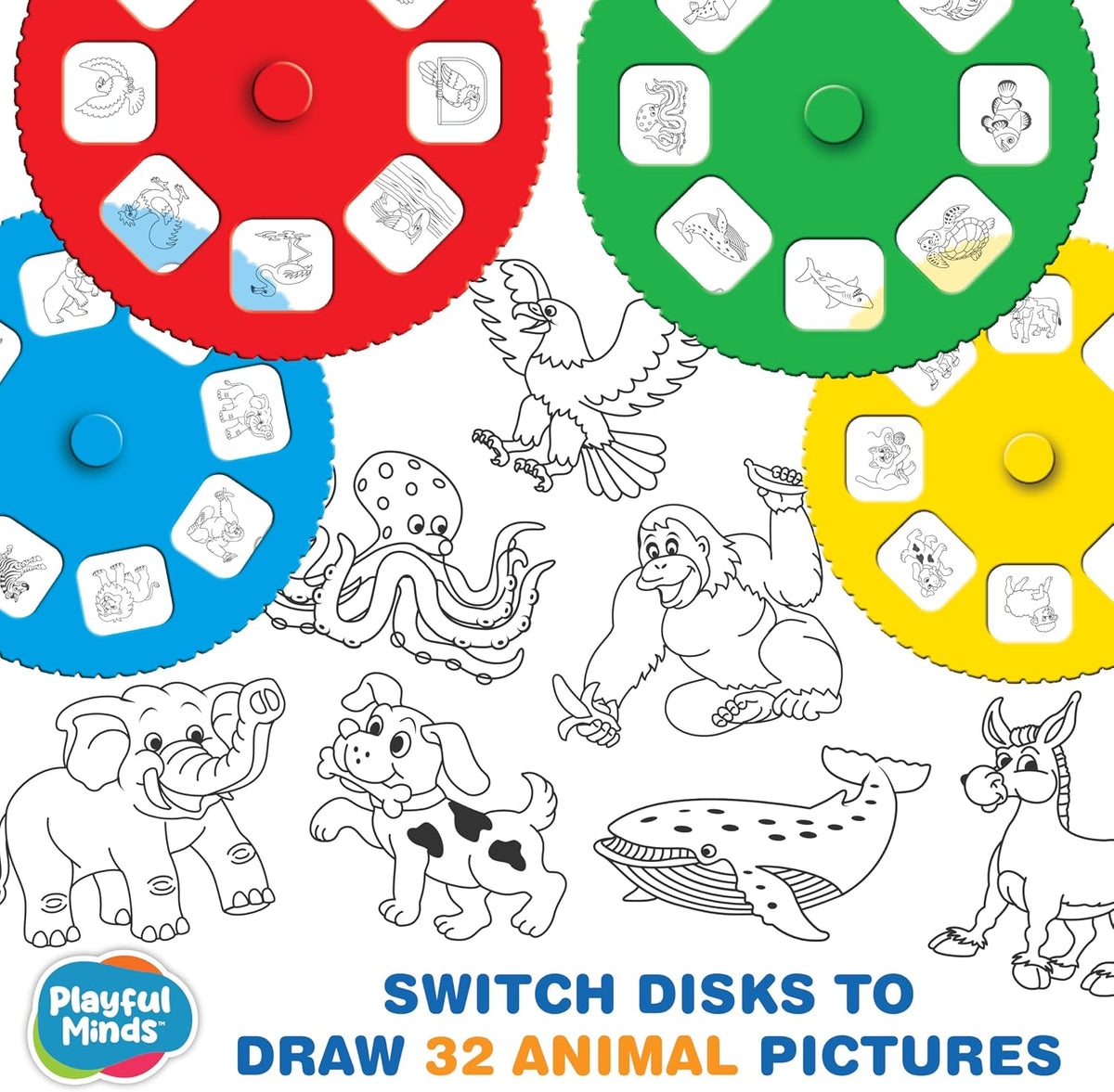 Thin Air Brands drawing projector for kids with animal discs, crayons and paper pad - view 3