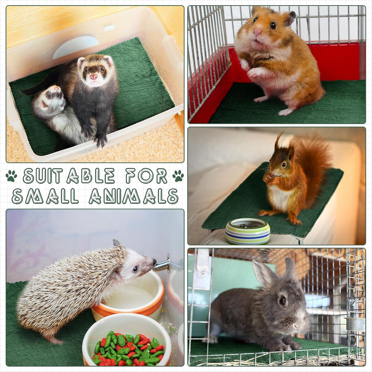 SmoothNovelty 5 Pcs Waterproof Guinea Pig Cage Liner - Dark Green / 12" X 12" / Classic - image 4