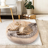 JOEJOY Small Dog Bed Cat Bed with Hooded Blanket - M(26" x 26" x 8") / Beige - image 4