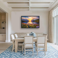 Mountain Large Wall Art Sunrise Lake Flower Field Pictures Nature Landscape Wall Decor Canvas Print Painting Artwork for Bathroom Living Room Bedroom 36L" x 24W"