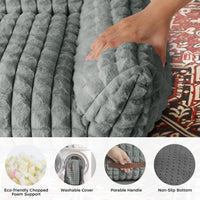Cat Couch Bed with Fluffy Faux Rabbit Fur for Indoor Cats - Grey / Small: 24"L x 18"W x 10"Th - image 4