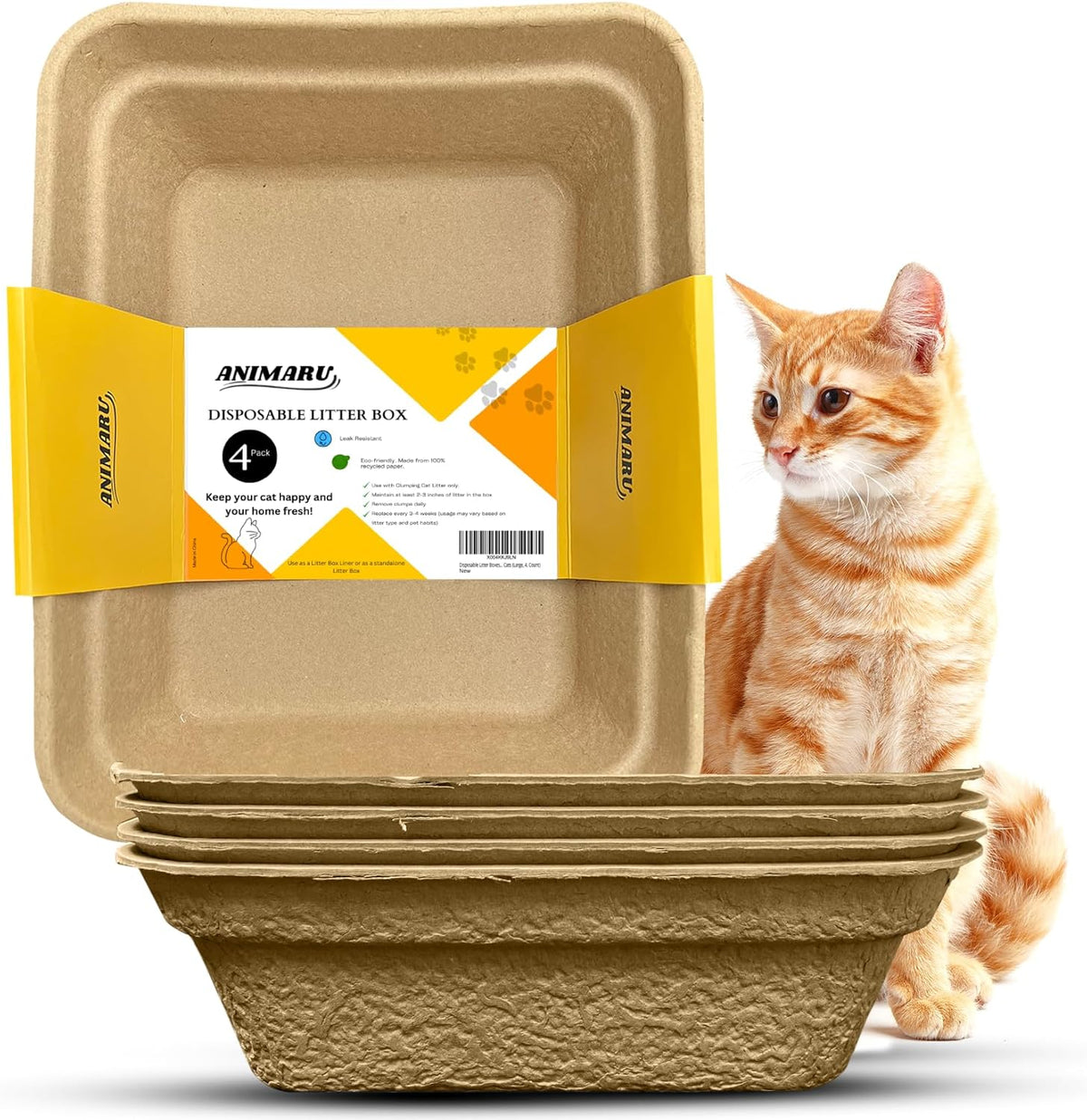 Disposable Litter Boxes – Daily Care for Cats - Brown / Large 4-Pack