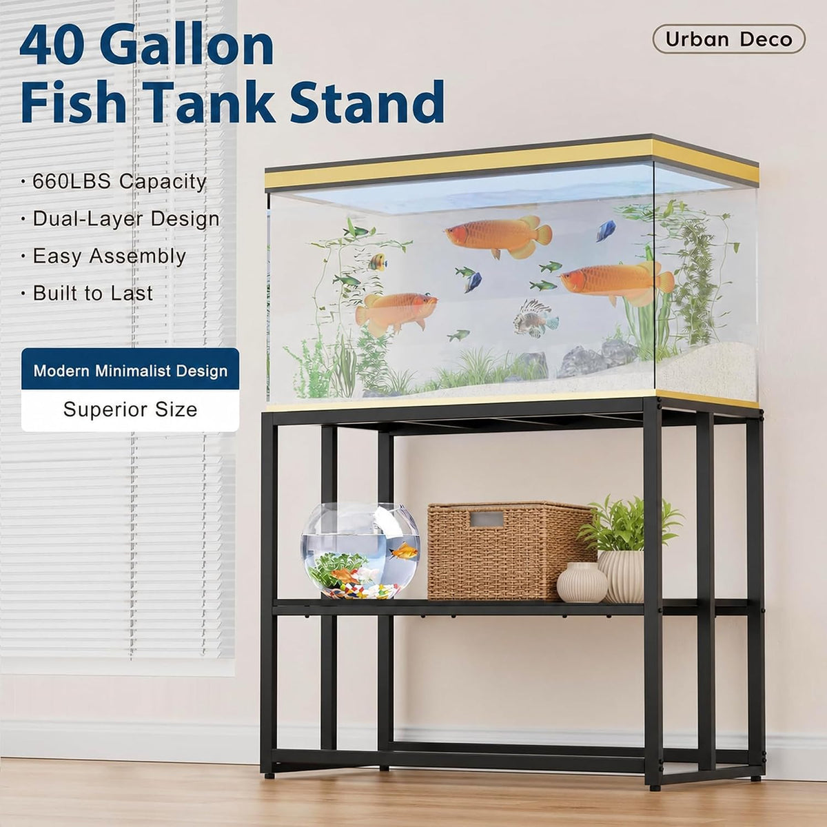40 Gallon Metal Fish Tank Stand - Black / 40 Gallon - image 4