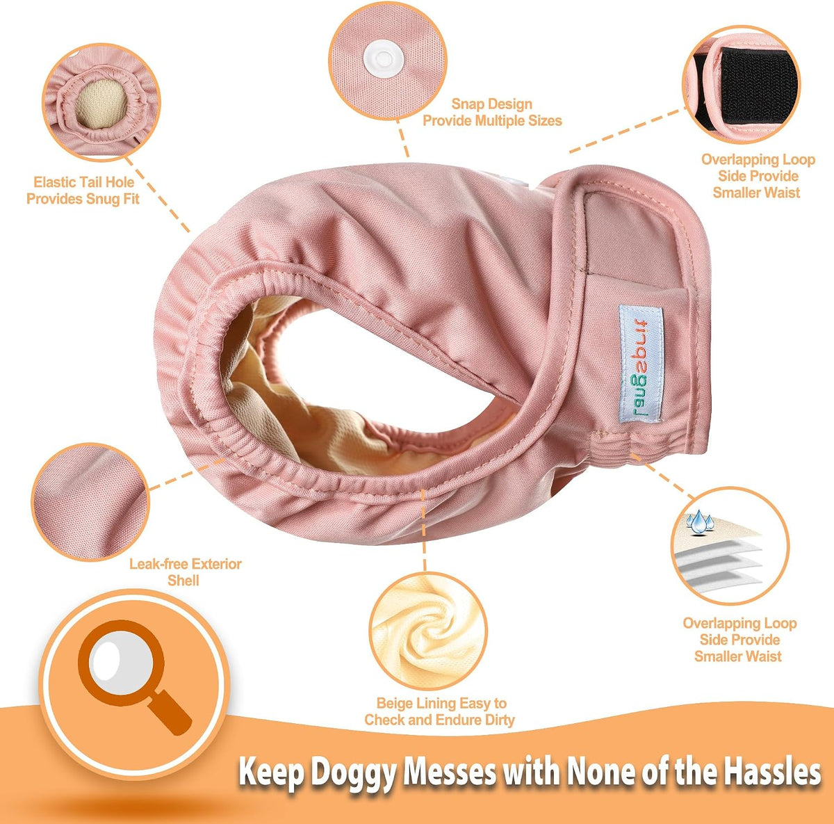 Langsprit Washable Female Dog Diapers - XX-Large / Solid Color-LFH - image 3