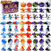 ZEAYOU 80-piece Halloween pop fidget keychains in pumpkin, bat and ghost shapes