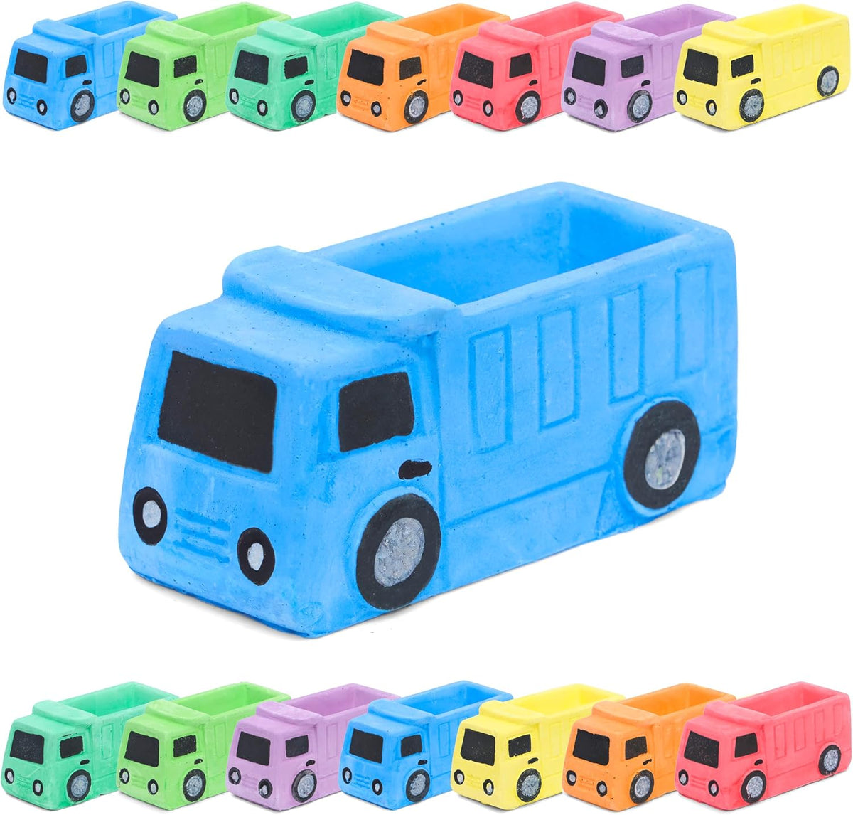 Isle of Whimsy dump truck sidewalk chalk, 14 jumbo truck-shaped pieces in 7 colors