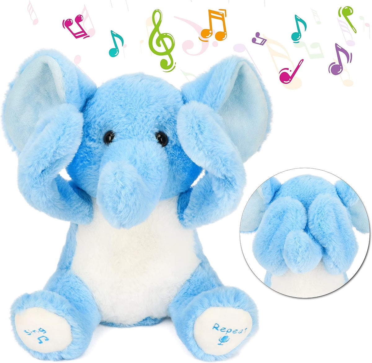 Hopearl Peek A Boo Cow Interactive Repeats What You Say Plush Diary - Elephant