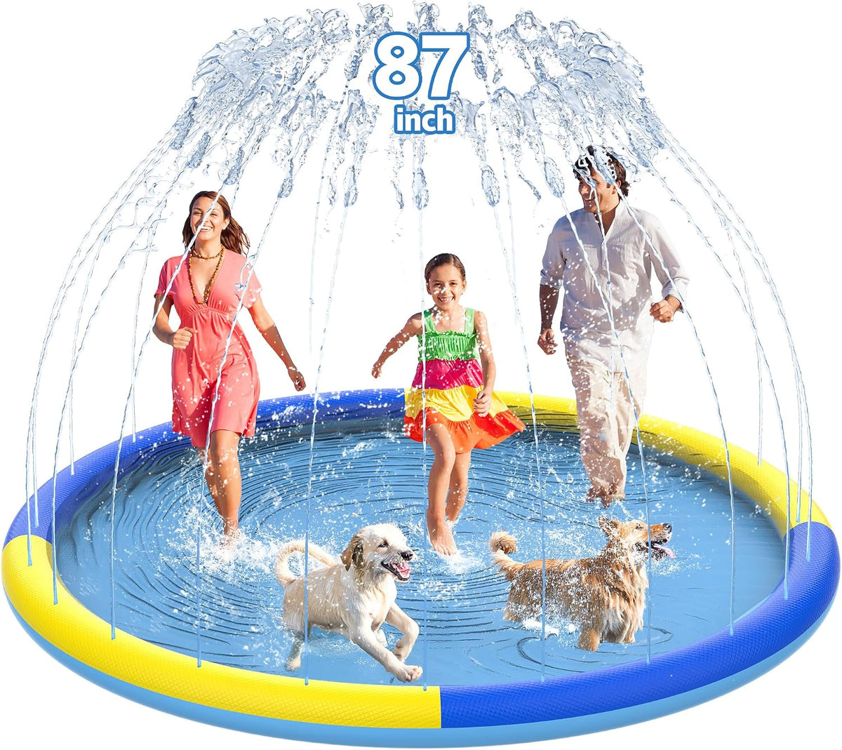 CACSPS non-slip splash pad for kids and dogs spraying water from a garden hose - view 3
