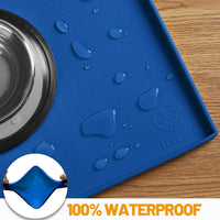 Hubulk Dog Feeding Mat,100% Waterproof Food Grade Silicone Pet Food and Water Bowl - Navy / 19"l X 12"w - image 4