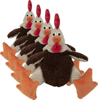 goDog Checkers Fat Rooster Squeaky Plush Dog Toy - Large (Pack of 4)