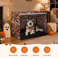 Explore Land Dog Crate Cover - Orange Dog Grid / 48.0"L x 30.0"W x 33.0"H - image 4