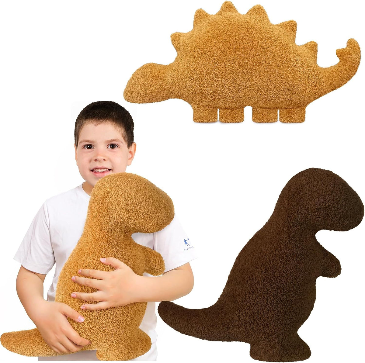 Dino Nugget Pillow Plush, Dinosaur Chicken Plush Nuggets Pillow Funny Birthday Gifts for Boys - Mixed 3 Pcs / Large