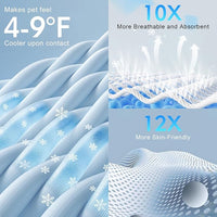 BEAUTYZOO Dog Cooling Mat- Upgraded Thicken Cooling Mat for Large Dogs Reversible(Cool & Warm) Pet Ice Cool Bed Washable & Portable, Summer Crate Pad for Big Dog Puppy Up to 100 lbs, Paw Blue 59X40IN