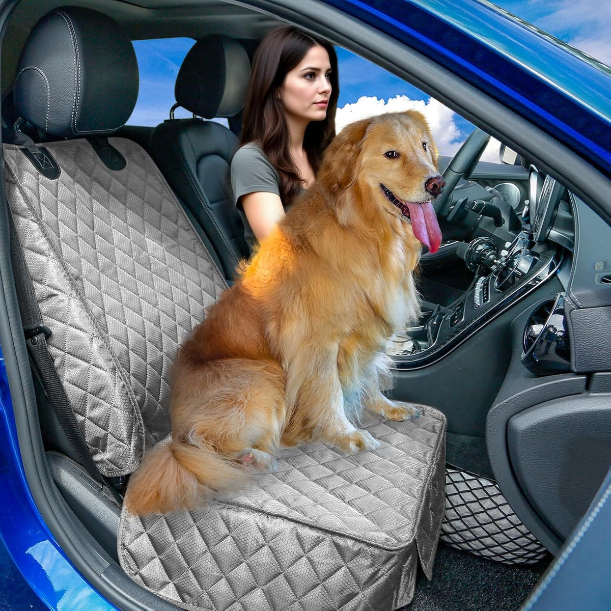 Waterproof Front Seat Car Cover 2 Pack, Full Protection – Essentials for Dogs - Gray - image 2