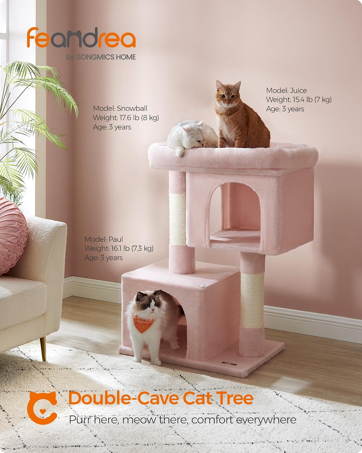 Feandrea Cat Tree, Plush Kitten Condo - XL (26.8"L x 18.9"W x 40.6"H) / Jelly Pink - image 2