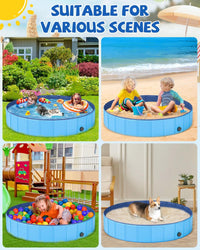 YSJILIDE Portable Dog Pool PVC Pet Swimming Bathtub Collapsible Hard - Blue / M-40" x 12" - image 2