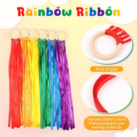 Deekin rainbow ribbon rings, wooden Waldorf hand kites with bright streamers - view 23