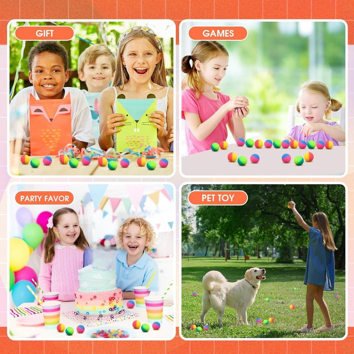 Jenaai 50 pack 45 mm two-color rubber bouncy balls - view 28
