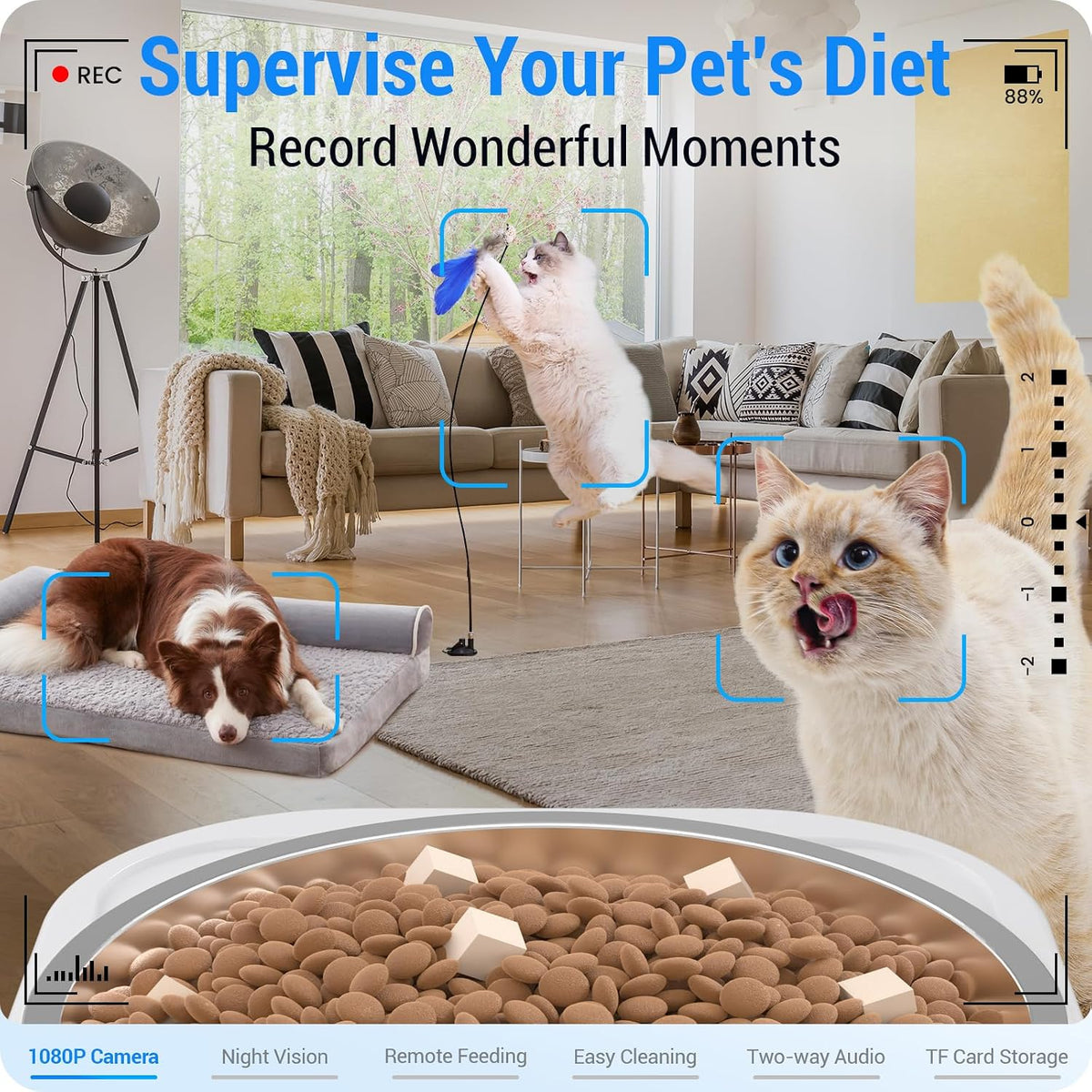 Frienhund Automatic Cat Feeder with Camera: 5G WiFi Automatic Dog - White-1 - image 2