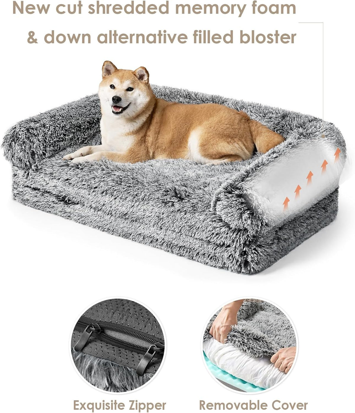 EHEYCIGA Orthopedic Foldable Human Dog Bed, 72x44x11 - 54x38x7.5(Folded 38x27) / Faded Black - image 4