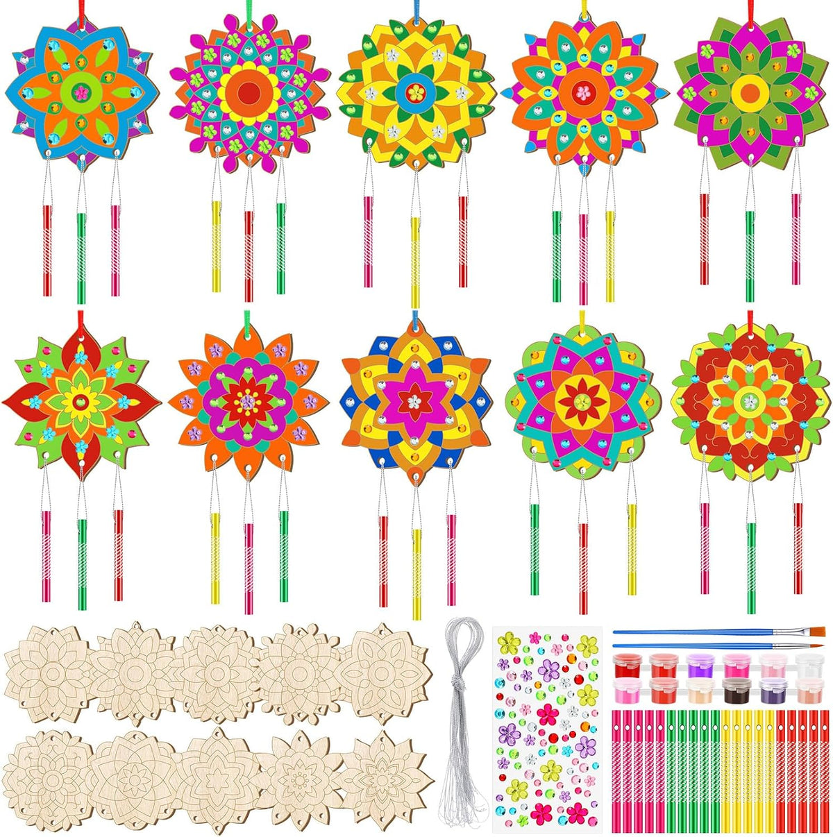 JellyArch DIY butterfly wind chime kit with 30 wooden butterflies and tubes - view 2