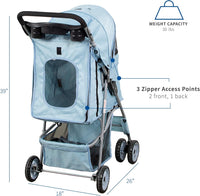 VIVO Pink 4 Wheel Pet Stroller for Cat, Dog and More - Blue - image 3