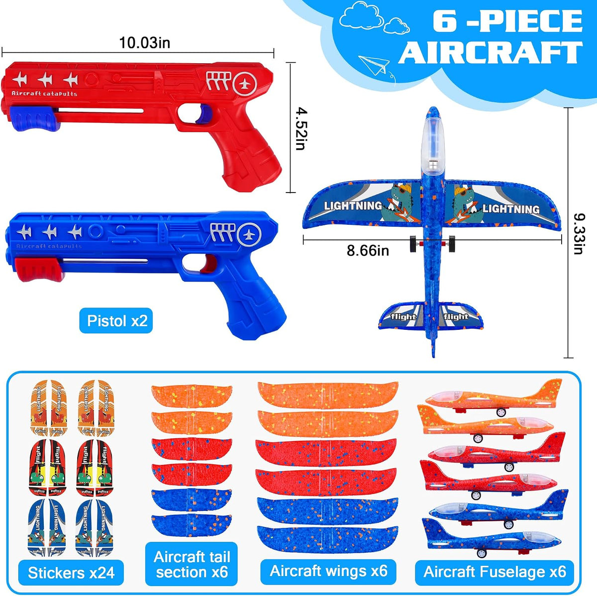 LJZJ 3pk LED Foam Plane Launcher - 6 Planes (2 Launchers) - image 2