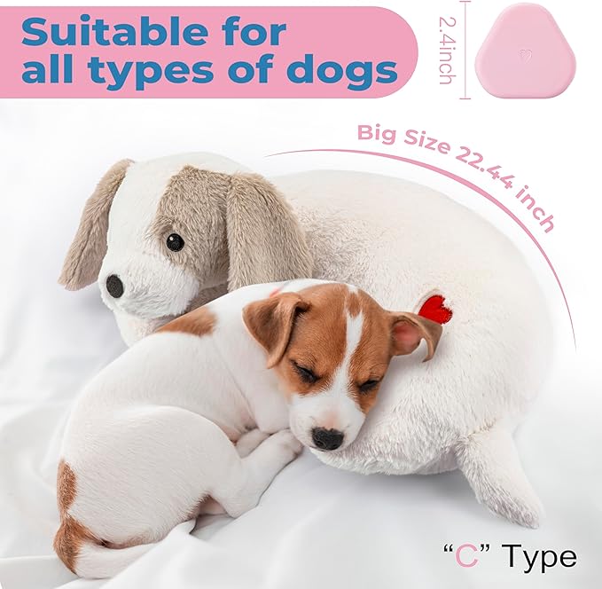 Heartbeat Puppy Toy for Dogs, Heartbeat Stuffed Animal for Anxiety Relief Calming Aid, Heartbeat Stuffed Toy for Behavioral Aid Crate Kennel Training, Puppy Essentials White