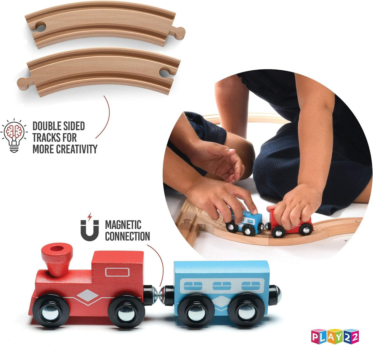 Wooden Train Track 52 PCS Set - image 3