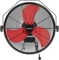 4580 CFM 18 inch High Velocity Wall Mounted Fan, 3-Speed Metal Fan with Sealed Motor, 360 Degree Tliting Heavy Duty Wall Fan for Patio, Barn, Garage, and Gazebo - UL listed
