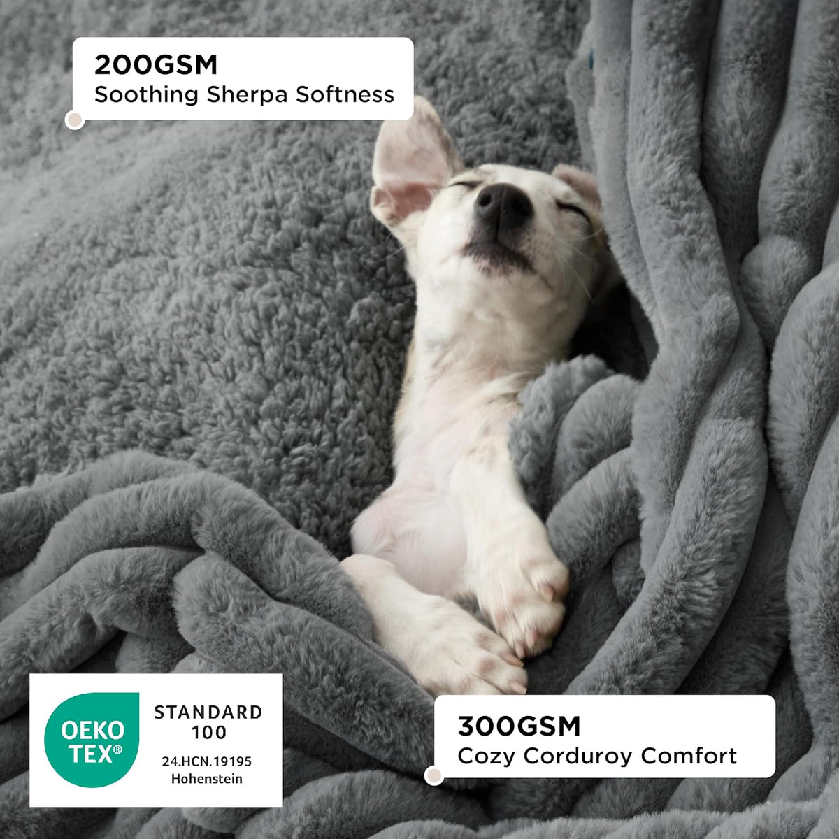 Bedsure ComfyFleece Waterproof Dog Blankets for Large Dogs - Twin(60x80")-1pc / Warm Grey - image 3