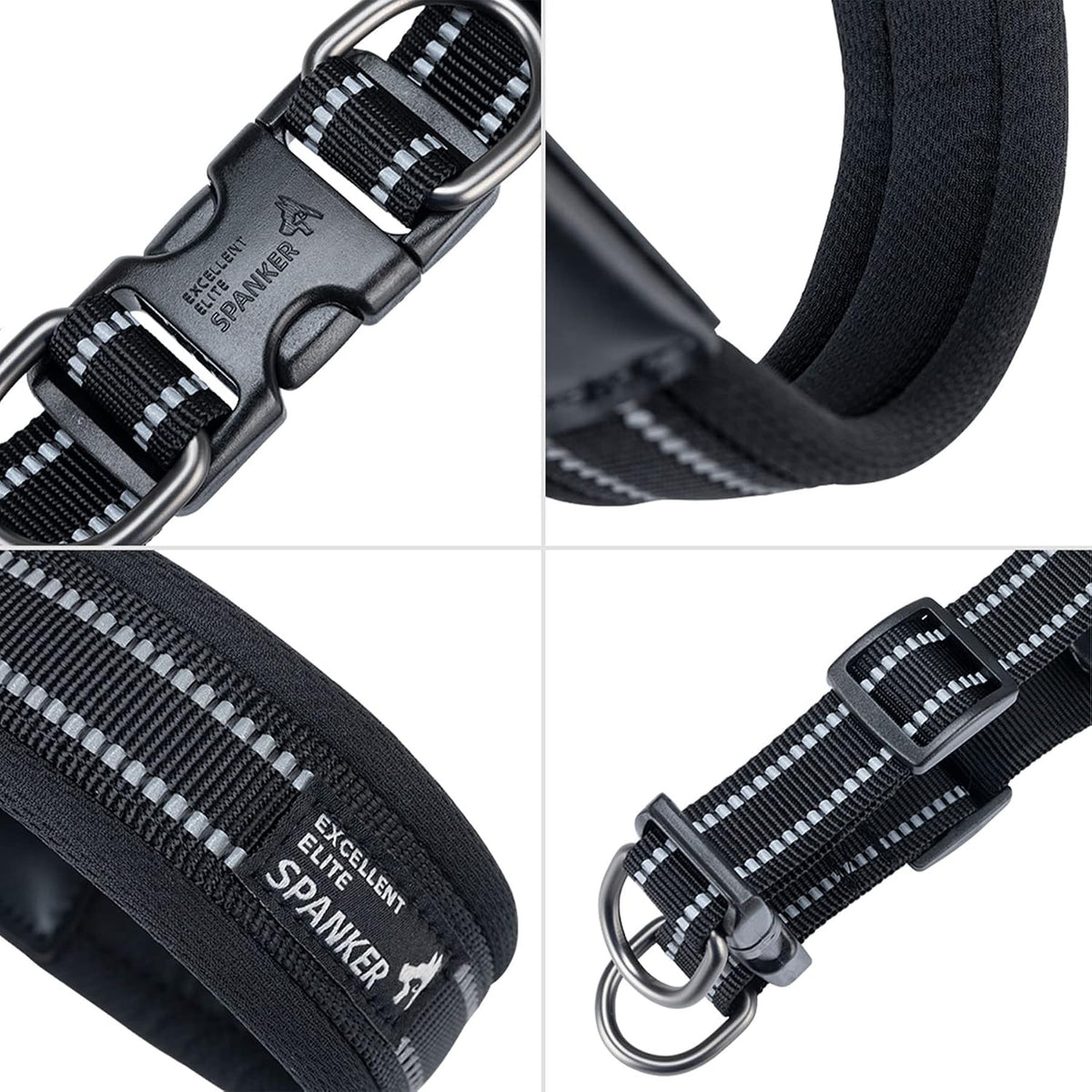 EXCELLENT ELITE SPANKER Reflective Step-in Dog Harness Vest Chest - Black / M-Chest 19-22" - image 2
