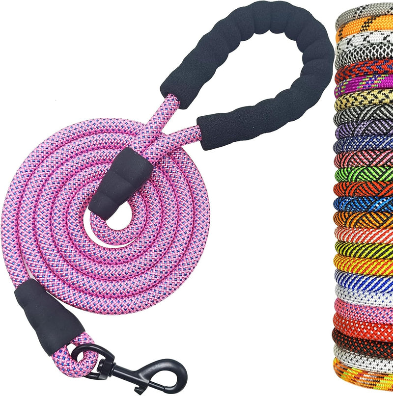 MayPaw Rope Dog Leash, Thick Leash for Medium Large Dogs - pink-blue dot / 1/2" * 6'