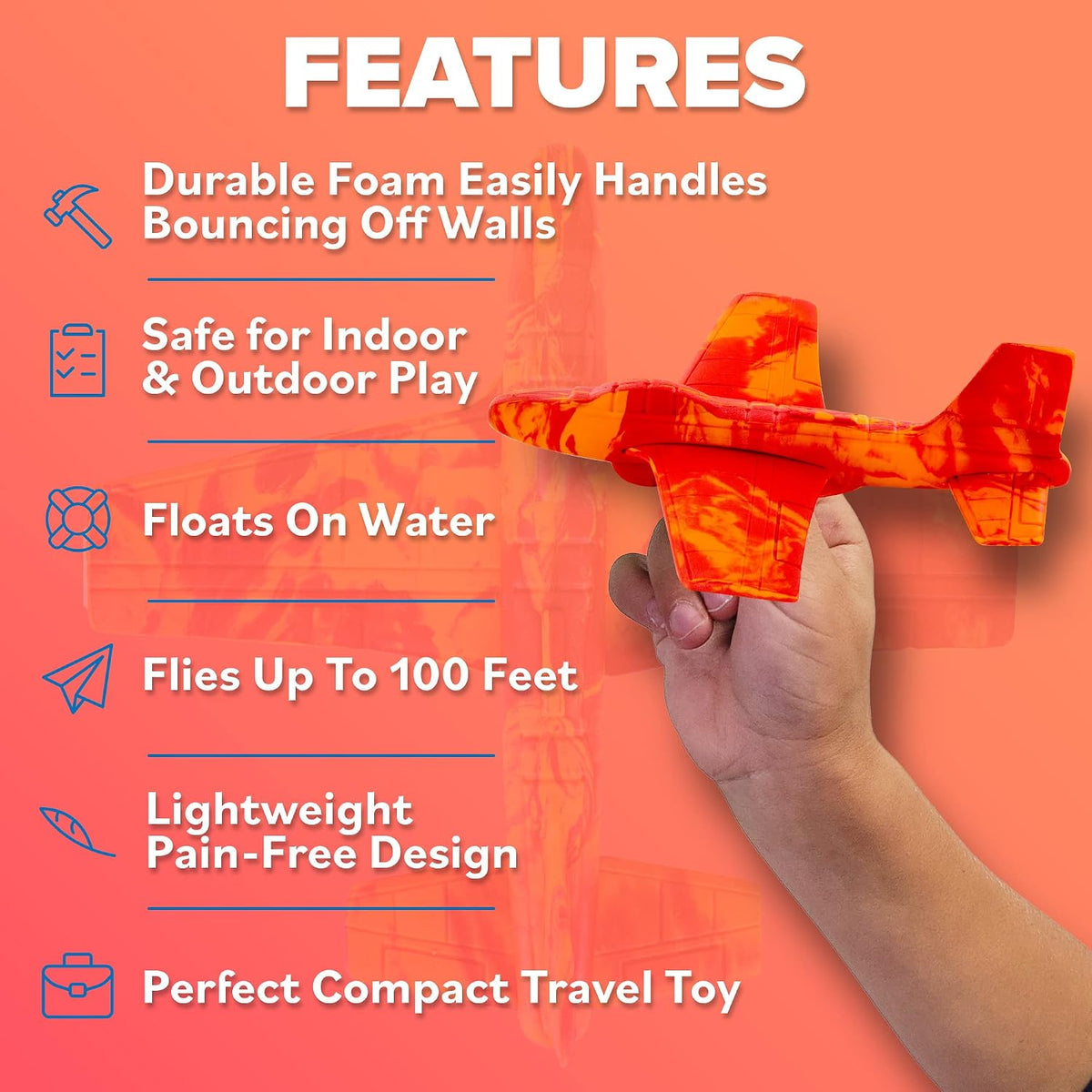 Foam Airplanes - Stocking Stuffers for Kids All Ages 4 5 6 7 8 9 10 Year Old - Best Toy Gift - Boy - Red - image 4