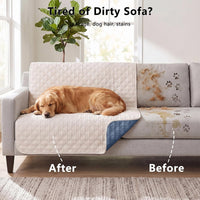 Waterproof Couch Cover, Washable Dog & Pet Furniture Protector - Blue+cream / 68x82 Inches - image 3