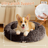 JOLLYVOGUE Small Dog Bed, Calming Dog Beds for Small Dogs & Indoor Cats - 20 Inches Donut Washable - Chocolate / 36.0"L x 36.0"W x 8.0"Th - image 4