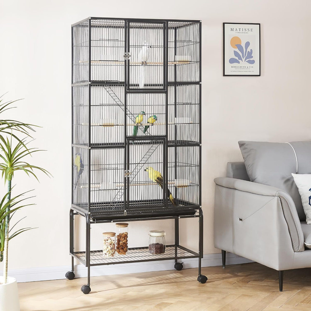 Panana 69inch Height Large Bird Cages Parrot Cage Wide Flight Metal - image 4