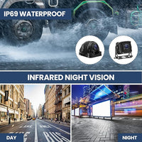 Wired Backup Camera System with 10.1’’ IPS Monitor for Truck RV Trailer Bus, Rear View Camera, with Side Front View Camera, 4 Split Screen, Super Waterproof, Night Vision, Easy Installation AHD1080P