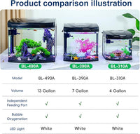 13 Gallon Glass Aquarium Starter Kit with Flip-Top Feeding Port for Betta Fish: Crystal Clear Viewing, Eco-Cycle Filtration, Air Pump, and LED Lighting