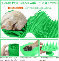 Dog Paw Cleaner Cup with Detachable Top Brush for Large & XL Dogs – Essentials for Dogs - Medium(3Towels&Brush) / Green - image 2