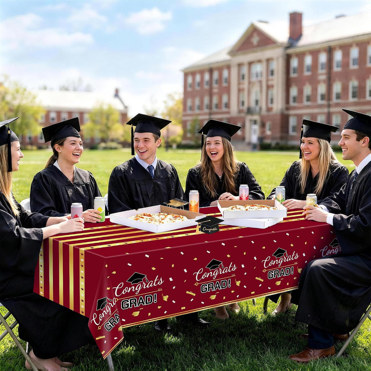 Childom 3 Pack Black and Gold Tablecloths for Events - Wine Red - image 4
