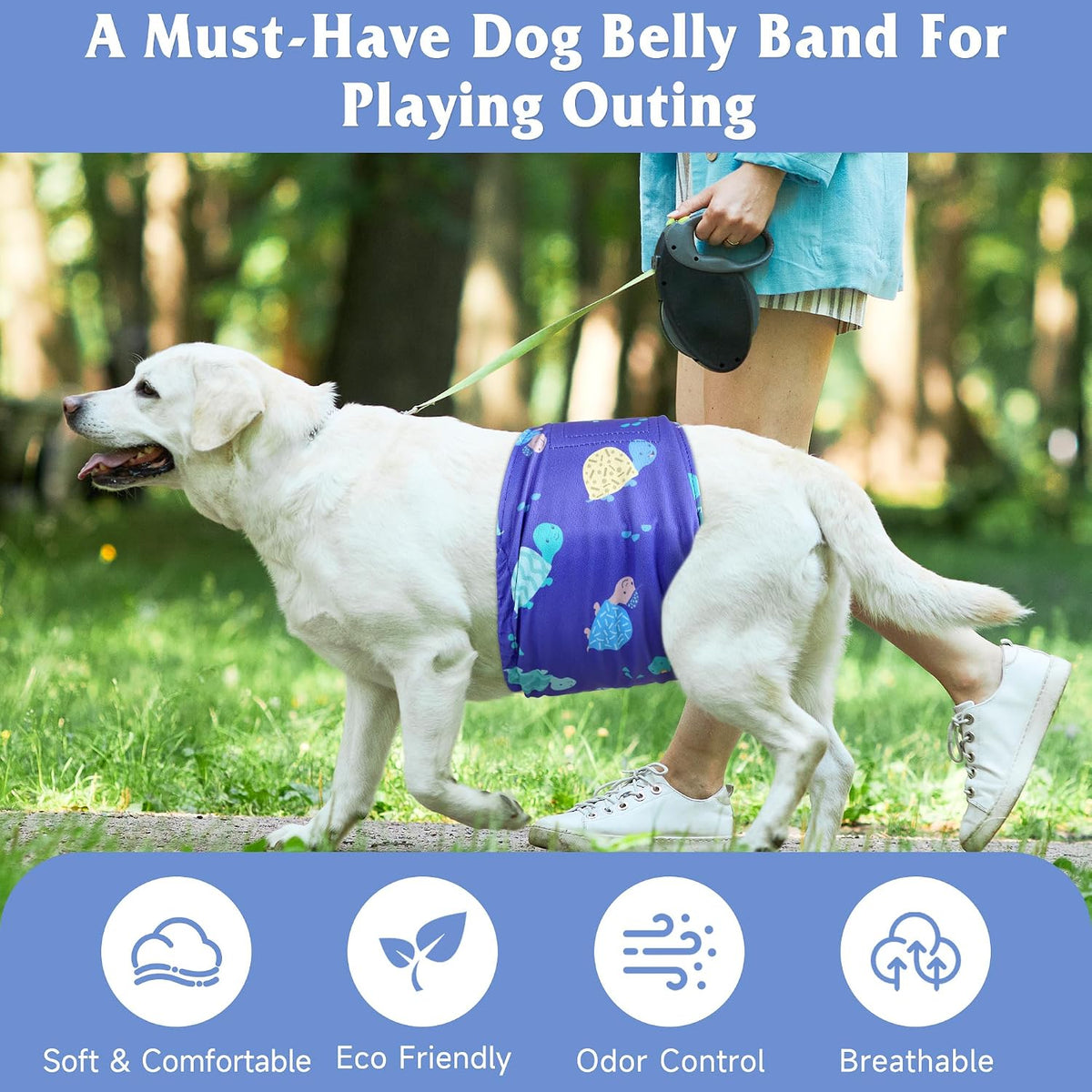 Dog Belly Bands for Male Dogs 5 Pack, Reusable Male Dog Diapers - XLarge / Turtle - image 2