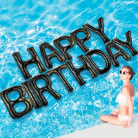 Shappy Happy Birthday Pool Floats Balloon – Fun for Kids & Family - Black / 20'' / Sequins