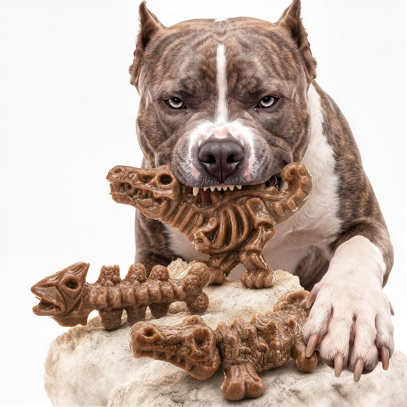 3-Pack Dog Toys for Aggressive Chewers 25-90 lbs, Bacon Flavored