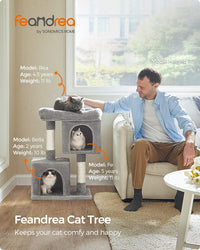 Feandrea Cat Tree, Plush Kitten Condo - M (19.3"L x 12.6"W x 29.1"H) / Light Gray - image 2