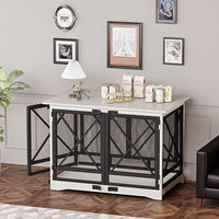 COZPAW Large Dog Crate Furniture - 48 inch Heavy Duty Dog Kennel Indoor for XLarge Breed with Double Doors, Wooden Dog Cage XL Modern Decorative End Table Pet House (White)
